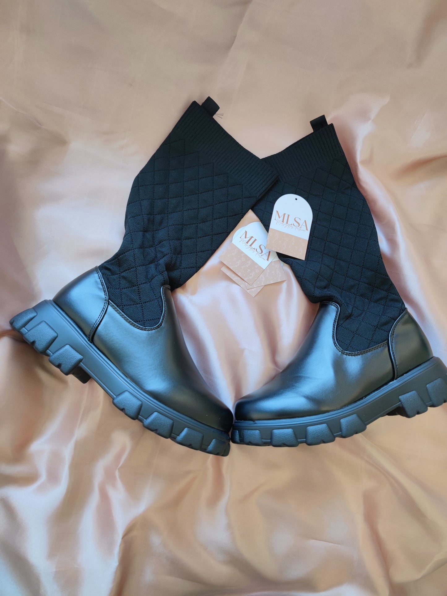 Stretch Calf High Boots